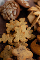 Homemade cookies on the table. Baking background. Food, cooking, flour products.