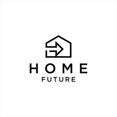 Arrow Initial Next Future House Logo Design Vector Modern Minimalist Graphic Clean Black Simple Creative Idea Isolated Symbol Sign Concept Icon