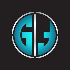 GT Logo initial with circle line cut design template on blue colors