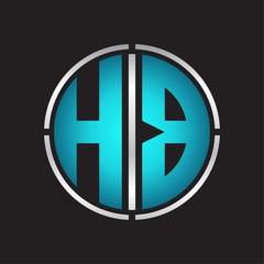 HB Logo initial with circle line cut design template on blue colors