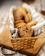 Homemade round cookies. Baking cooking. Still life on the table. Food and snack.