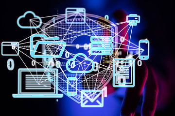 Photo of Out of Focus IT Technician Turning on Data Server..