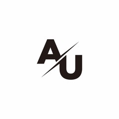 AU Logo Letter Monogram Slash with Modern logo designs template