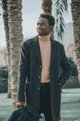 portrait of a black businessman looking to the horizon