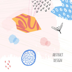 Abstract colorful collage background. Wallpaper hand drawn design. 
