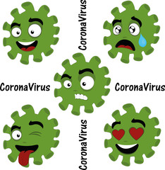 Vector illustration of coronavirus emoticons