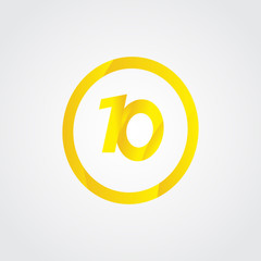Fototapeta premium 10 Anniversary Celebration Circle Yellow Number Vector Template Design Illustration