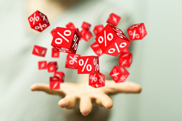 Discount and commission concept 3d