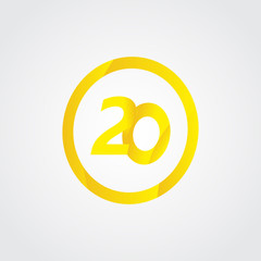 20 Anniversary Celebration Circle Yellow Number Vector Template Design Illustration