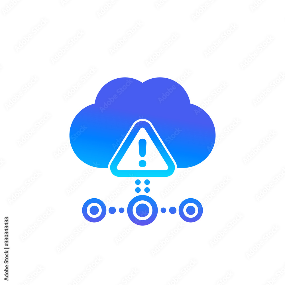 Poster warning icon with cloud, hosting error
