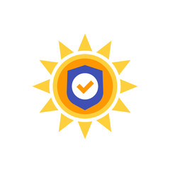 UV protection icon, sun with shield