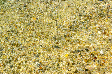 Sea water with sand and small stones