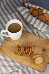 Homemade cookies on the table. Baking background. Food, cooking, flour products.