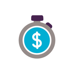 chronometer with money symbol flat style icon