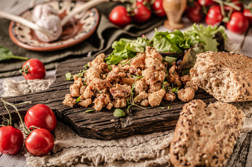 Homemade greaves pork tasty delish