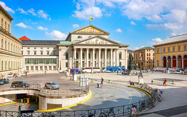 People at National Theater on Max Joseph square in Munich