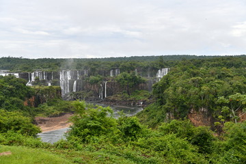 Fototapeta na wymiar rushing waterfall and mountain river in the jungle
