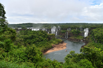 Fototapeta premium rushing waterfall and mountain river in the jungle