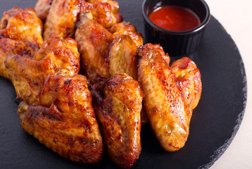 Roast glazed chicken wings served