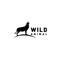 Logo Dog Wild Wildlife Wolf Black Design Vector Modern Minimalist Graphic Clean Simple Creative Idea Isolated Symbol Sign Concept Icon