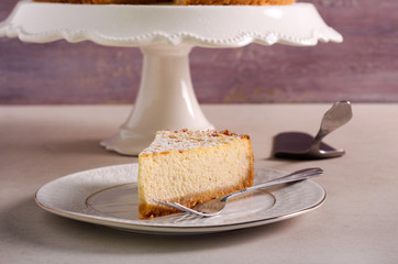 Slice of homemade cheesecake