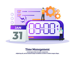 time management illustration design concept for landing page