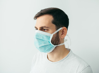 Man wearing a face mask against coronavirus