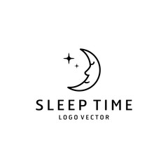 moon night logo design for sleep time vector illustration