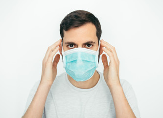 Man wearing a face mask against coronavirus