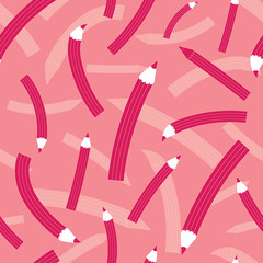 Funny vector repeat pattern with pink pencils