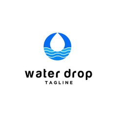 Wave Water Droplet Logo .  Elegant Blue Symbol for Drink and Technology Service Brand