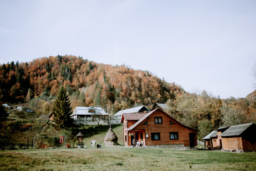 Fototapeta na wymiar small cozy house in the mountains