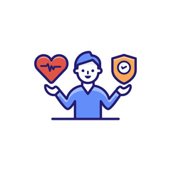 Fototapeta na wymiar Cardiac Care Insurance icon Flat Vector Illustration.