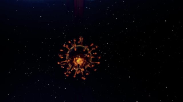 Coronavirus CoV-2 Particle Microscop View 3d animation
