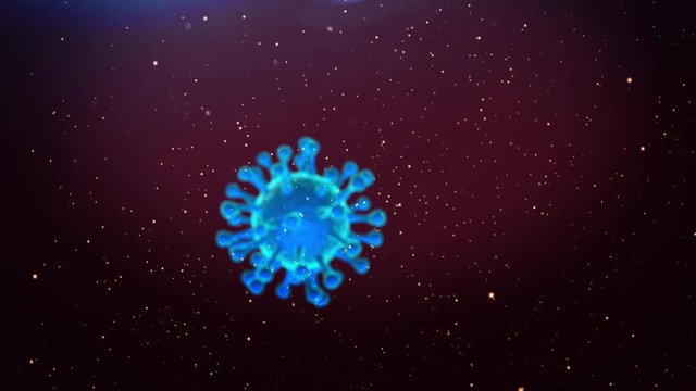 Coronavirus CoV-2 Particle Microscop View 3d animation
