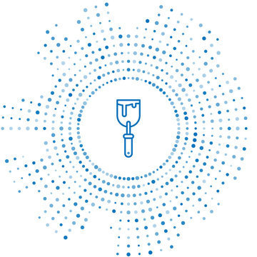 recommend clip art: Blue line Putty knife icon isolated on white background. Spatula repair tool. Spackling or paint instruments. Abstract circle random dots. Vector Illustration