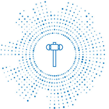 recommend clip art: Blue line Sledgehammer icon isolated on white background. Abstract circle random dots. Vector Illustration