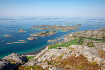 Fototapeta na wymiar Great hiking weather on the island of Vega in Nordland county - World Heritage Site