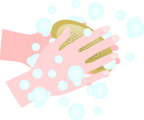 Obraz na płótnie Canvas Washing Hands With Soap Cleaning vector