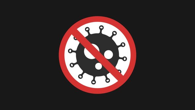 2019-nCoV virus strain with stop sign. Quarantine from Wuhan novel coronavirus. Pandemic coronavirus outbreak in china. 4K resolution. 