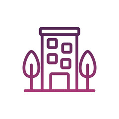 building front facade line style icon