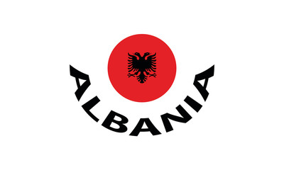 Albania flag symbol circle national emblem with coat of arms