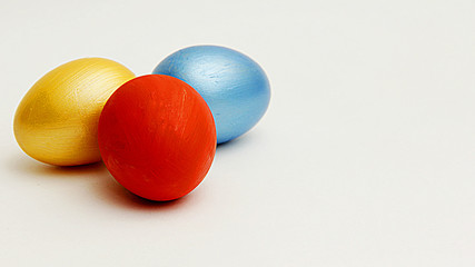 colorful easter eggs on white background