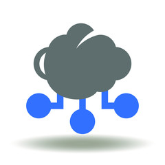 Cloud Networking Computing Conceptual Logo. Cloud Network Internet Communication Icon Vector.