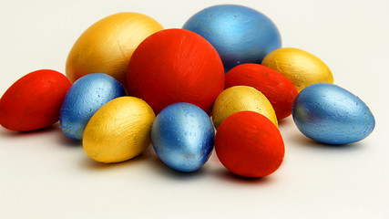 colorful easter eggs on white background