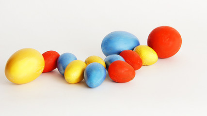 colorful easter eggs on white background