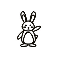 cute little rabbit easter line icon