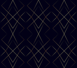 Seamless pattern with abstract geometric line texture, gold on a dark background. Seamless geometric pattern. Light modern simple wallpaper, bright tile backdrop, monochrome graphic element