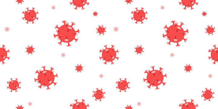 Vector cartoon virus seamless pattern background for design.