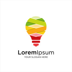 Naklejka premium Bulb Logo Design Colorful. Creative light bulb logo ideas. Smart bulb tech logo icon, Modern icon vector graphic, Bulb digital logo technology Idea